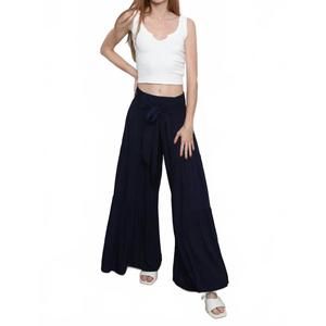 NEW ANGIE boho tie waist tiered pants in navy